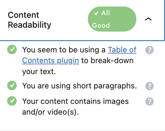 Content readability Checklist